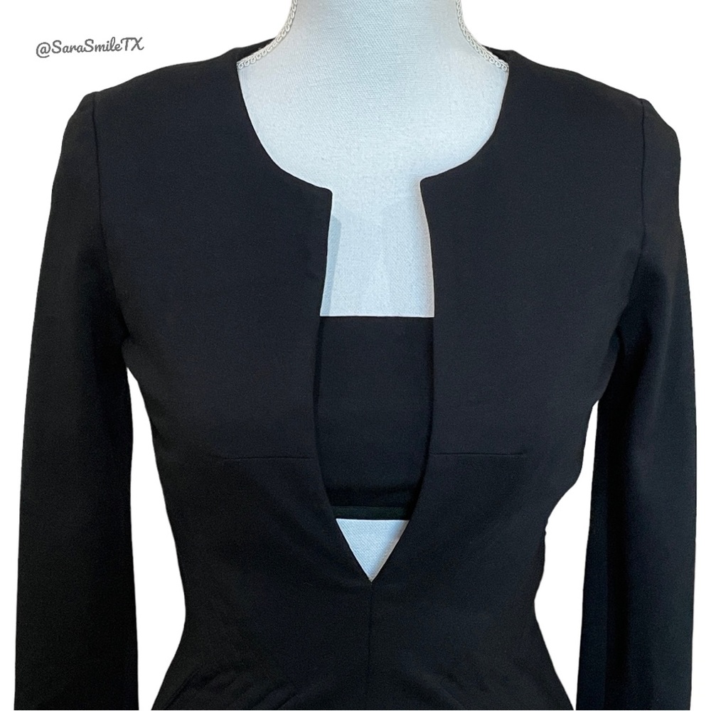 ELIZABETH & JAMES Black Low V-Neck Long Sleeve Fitted Party Dress NWOT - Picture 11 of 14